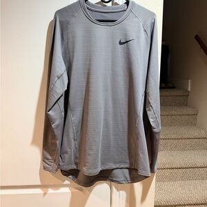 Nike Dri-FIT Athletic Top in Light Gray with Black Logo